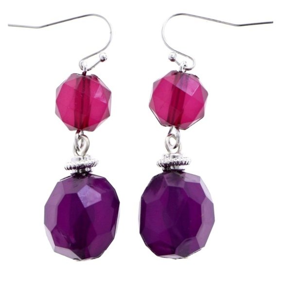 3/$20 Catherine's pink and purple dangle earrings - Picture 2 of 3